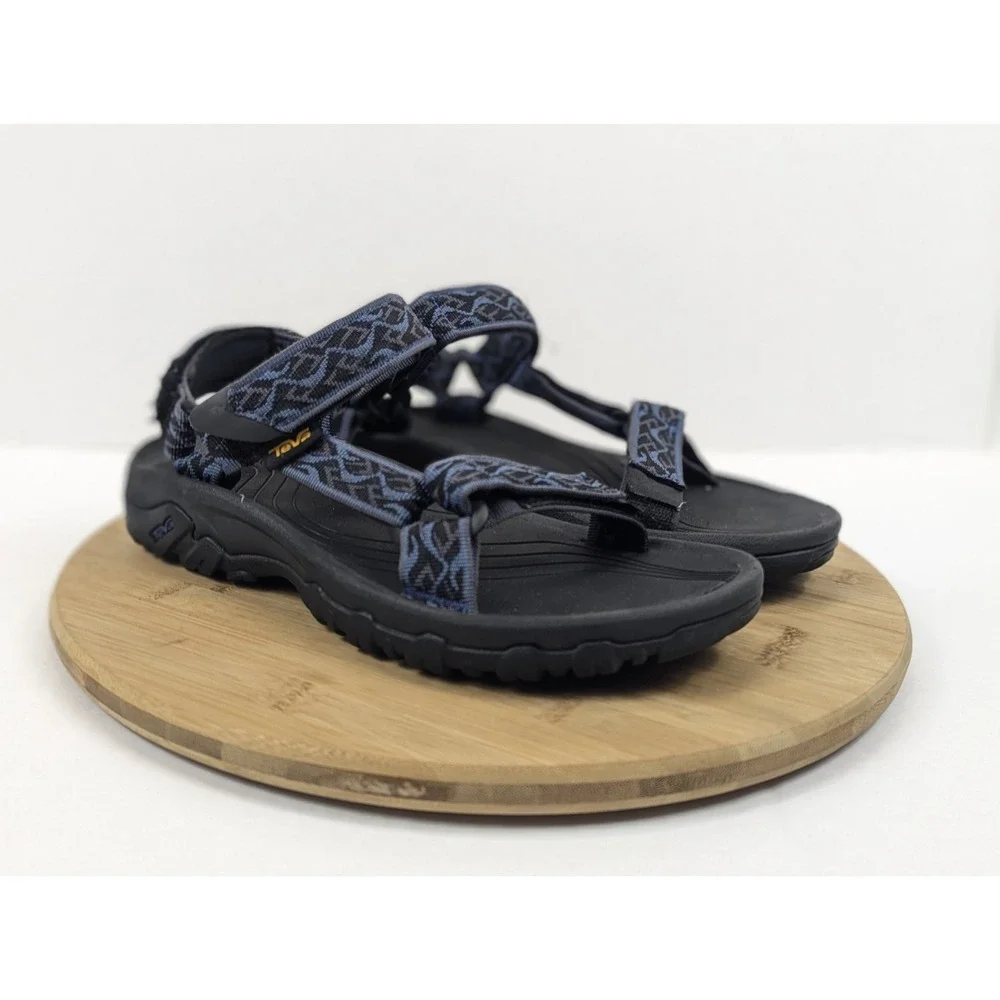 Teva Sport Sandals Mens 7 Black Blue Aztec Hurricane 4 Strappy Outdoor Hike